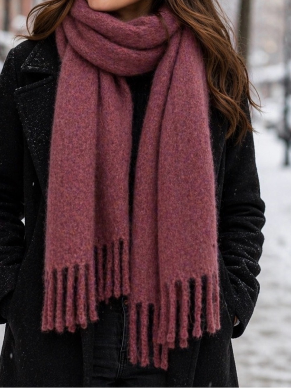 Rag & Bone Sloan Boucle Scarf deep violet. Purple and gold hues, beautiful.